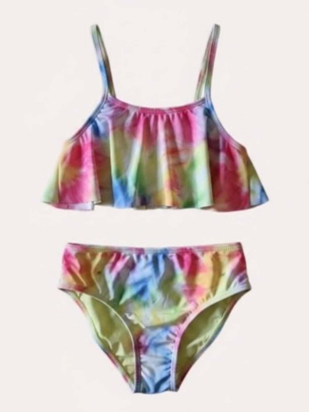 B MAGICAL Pink Tie Dye Ruffled Top Tankini Bathing Suit Girls Size 10